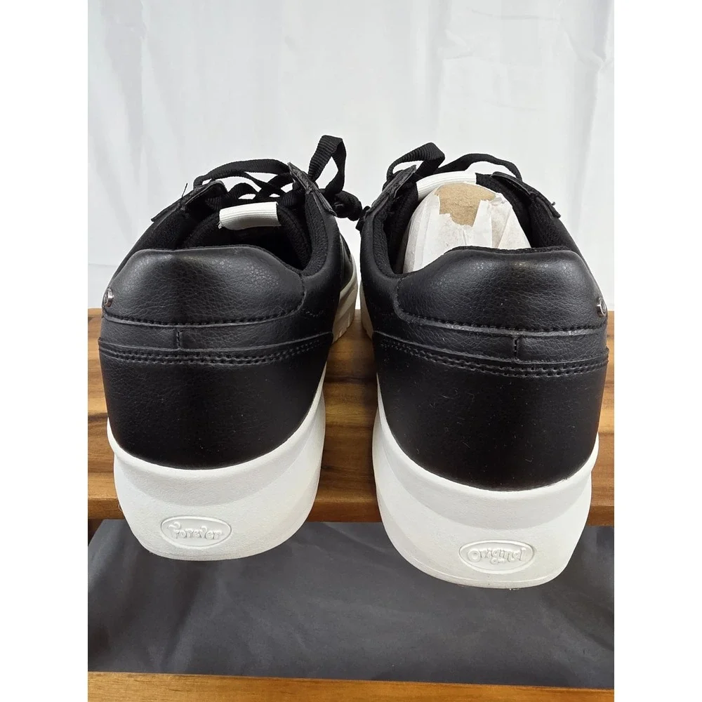 Dr Scholls Savoy Black Leather Lace Up Platform Sneakers Shoes Womens 10 M NIB